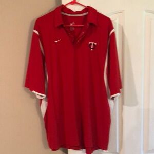 Minnesota Twins Nike Red and White Polo Shirt Athletic Style XL